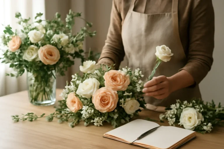 ilustrasi editorial untuk artikel panduan memilih florist jabodetabek dengan pengiriman cepat
