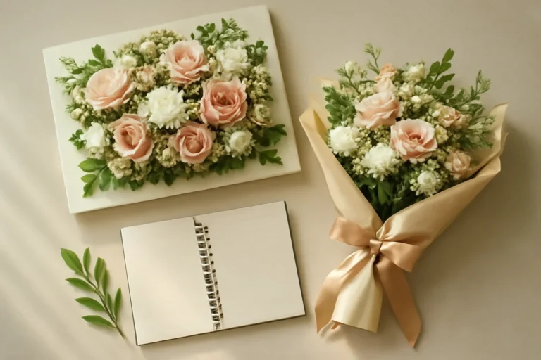 ilustrasi editorial untuk artikel perlukah custom design untuk papan bunga dan bouquet?